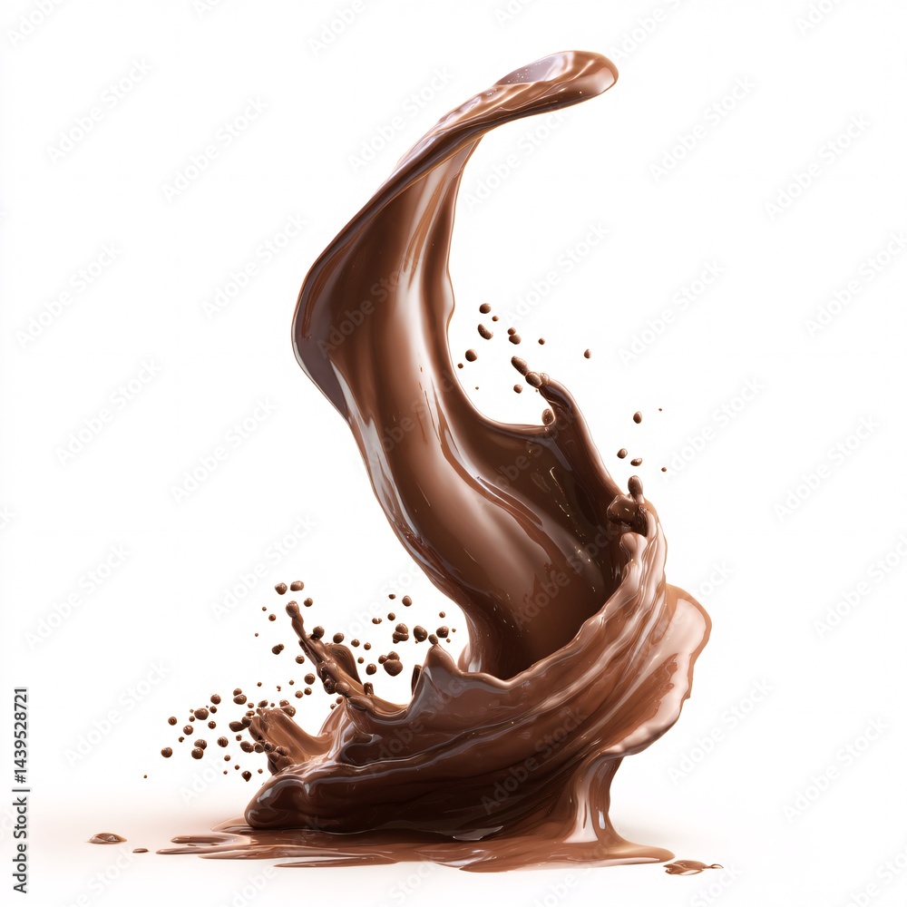Abstract Chocolate Splash on White Isolated Background, chocolate milk or Cocoa Abstract Chocolate Splash on White Isolated Background, chocolate milk or Cocoa