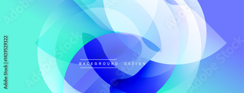 Abstract fluid shapes, blue hues dominate. Gradient transitions create dynamic visual effect. Modern design element for backgrounds.