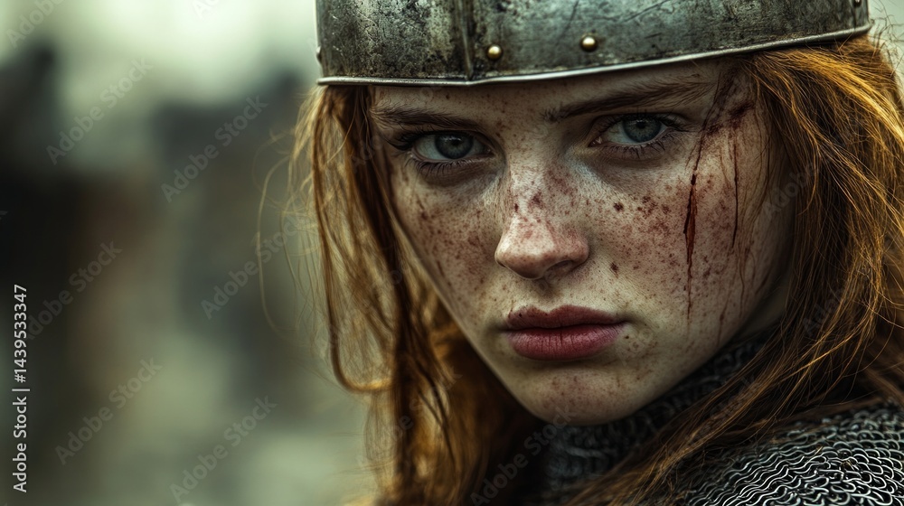 A portrait of Joan of Arc, with a fierce and determined gaze, AI Generative. A portrait of Joan of Arc, with a fierce and determined gaze, AI Generative.