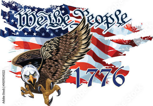 American eagle with USA flags