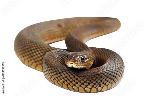 Eastern Brown Snake Facts and Information Isolated On White Background.
