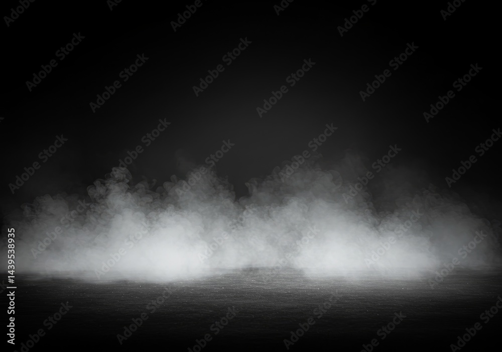 Fototapeta premium Dark background with dense smoke effect on the floor for compositing