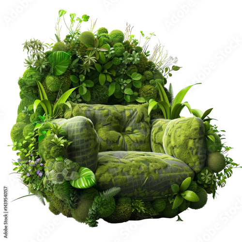 Eco Furniture: Stylish Designs with Sustainable Materials Isolated On White Background.
