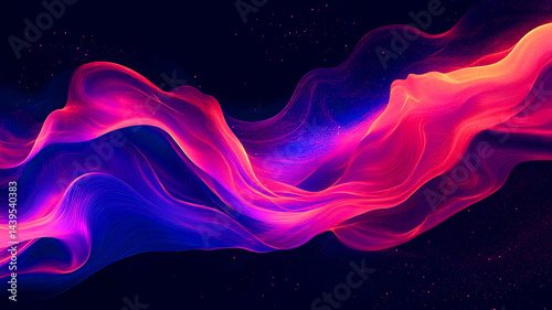 Abstract colourful smoke art with a smooth, flowing motion creates a wave of purple and blue light against a black background