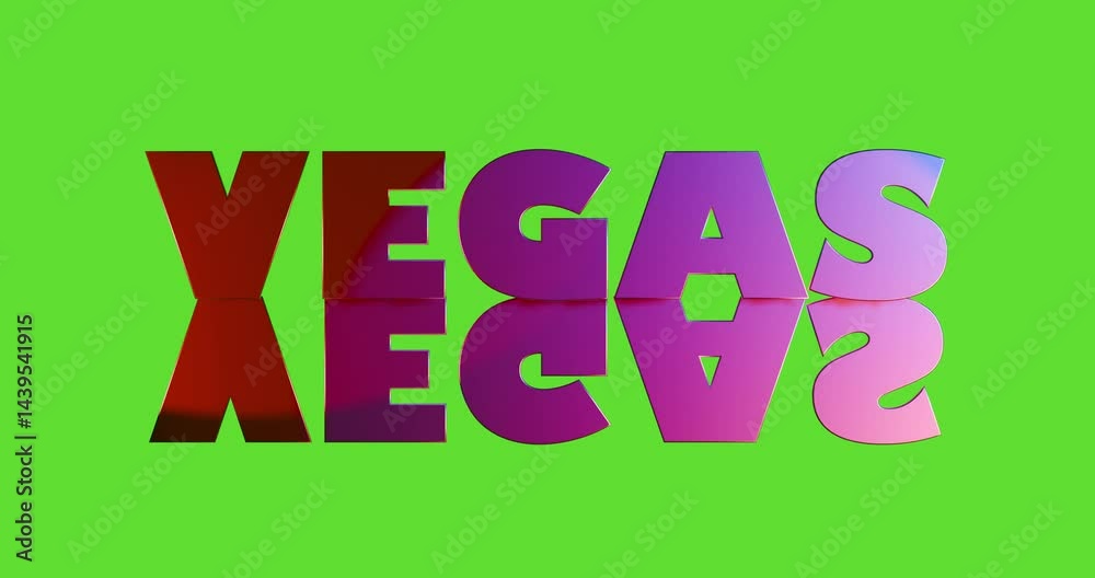 VEGAS text on monochrome background. 3d render video.
