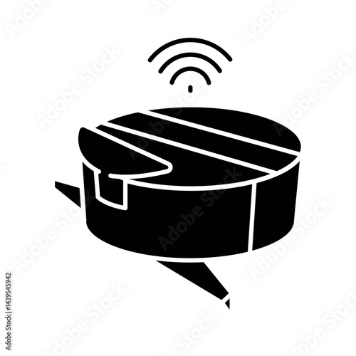 Cleaning robot black glyph icon.