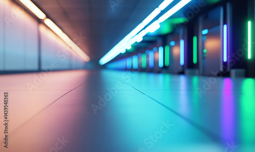 Futuristic tunnel neon lights vibrant colors