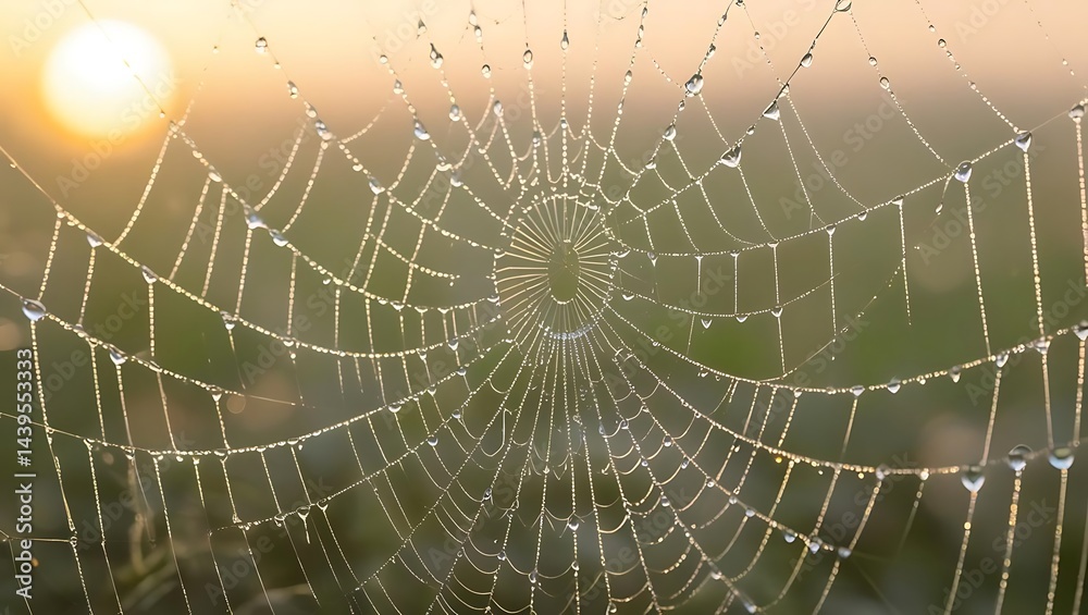 Obraz premium spider web with dew drops