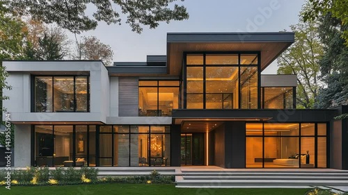 Stunning Modern House Exterior Design at Dusk