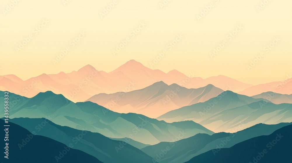 A shaded drawing of a mountain landscape with gradient tones A shaded drawing of a mountain landscape with gradient tones