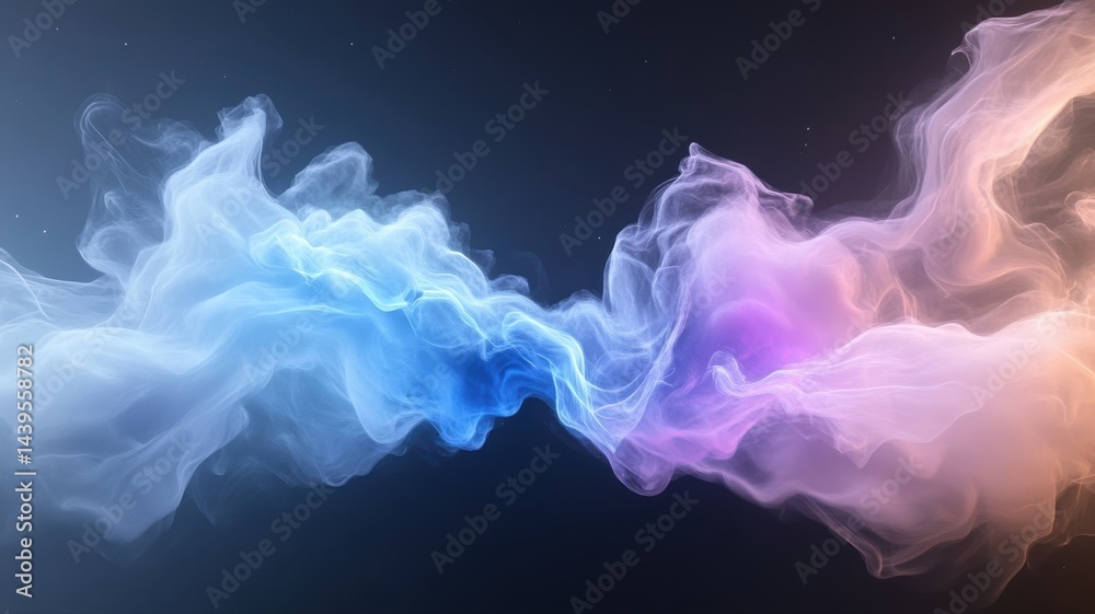 Obraz premium Abstract Smoke Wave Background in Blue, Purple and Orange abstract smoke wave background blue purple