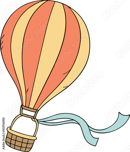 Dynamic Vibrant Orange Hot Air Balloon Vector Illustration – Ultimate Travel, Adventure, and Outdoor Inspiration for Creative Designs
