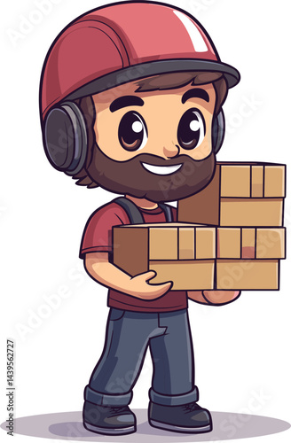 cartoon builder with a tablet
