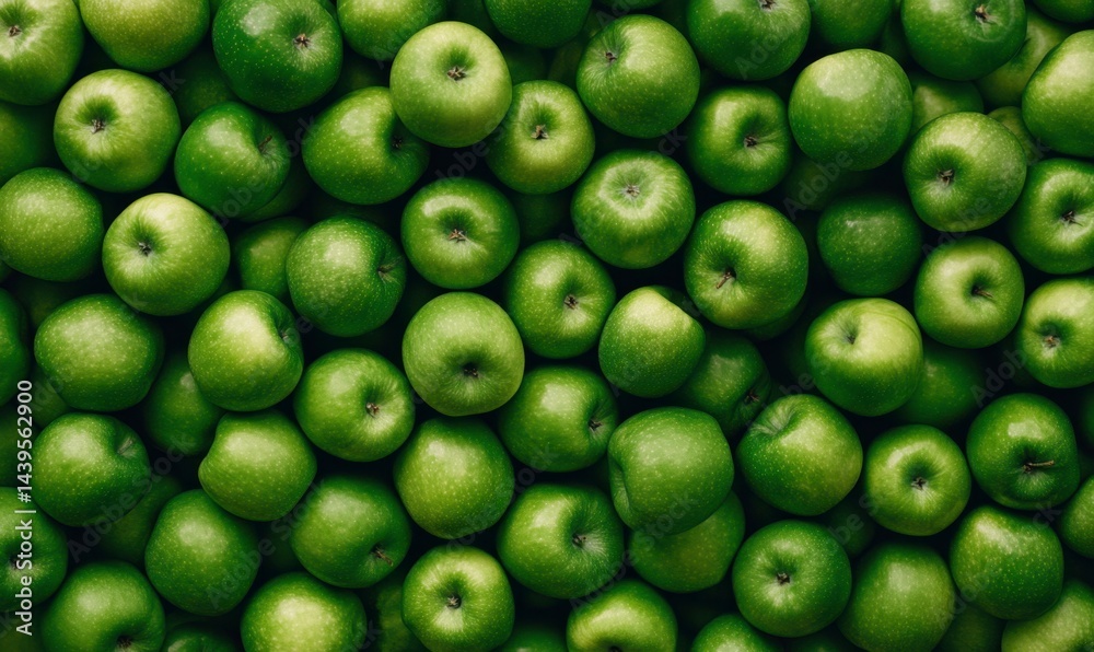 Fresh Green Apples Piled Together in Abundant Bounty Display Fresh Green Apples Piled Together in Abundant Bounty Display