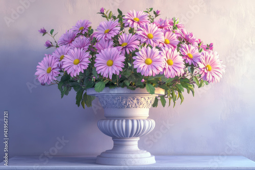 Wallpaper Mural Pink daisies with decorative elements elegantly placed on a pedestal in 3d rendering for a fresh and artistic display Torontodigital.ca