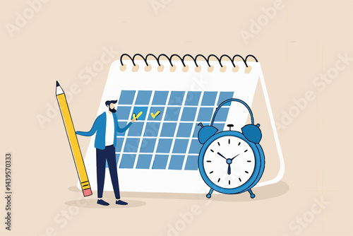 Calendar date event, reminder for meeting schedule or appointment, work deadline mark or weekly plan, important business date concept, businessman circle mark on important date event on calendar.