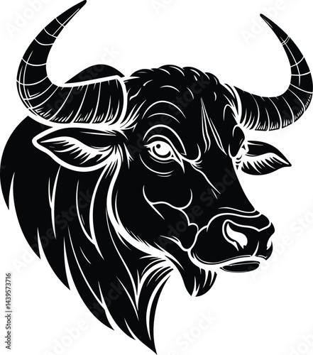 Powerful Buffalo Head Vector Illustration for Logos and Tattoos