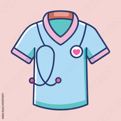 Nurse uniform Scrub top icon clipart avatar logotype isolated vector illustration