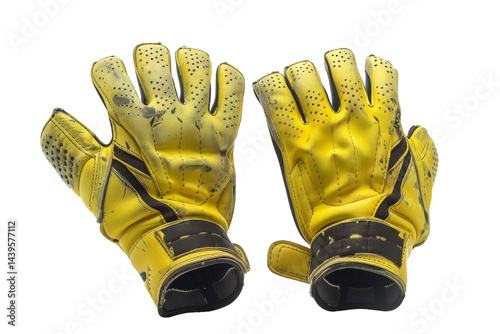 Essential Tools: Football Goalkeeper Gloves Revealed Isolated On White Background.