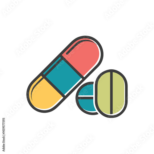 capsule pill on white background for web and graphic design