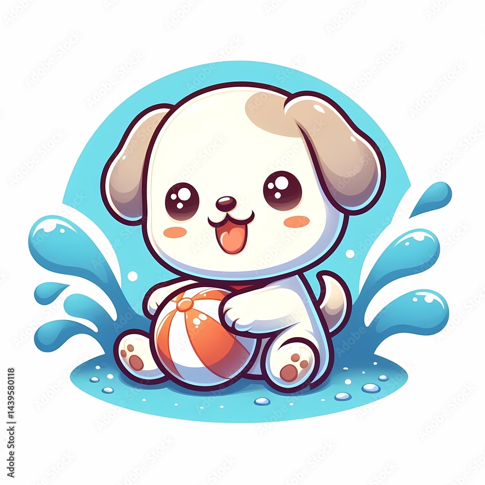 Fototapeta premium cute chinesse illustration of Baby water Dog isolated on white background 
