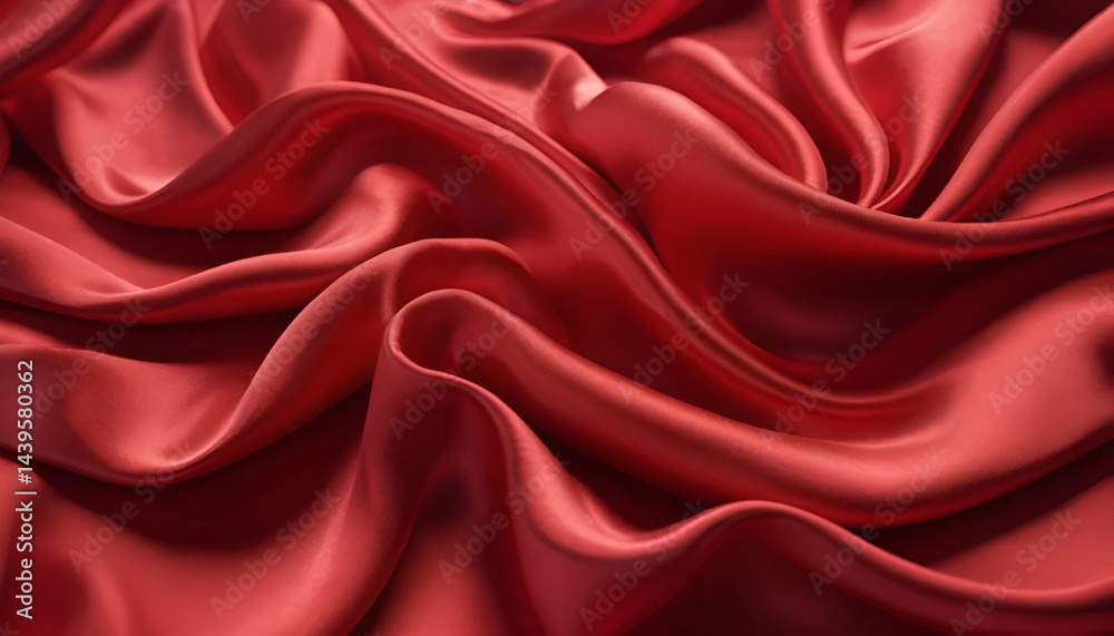 Fototapeta premium Crimson silk fabric draped in elegant folds