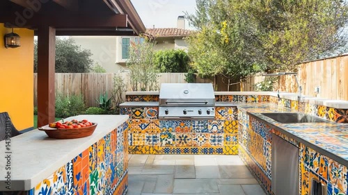 Vibrant Outdoor Kitchen with Talavera Tiles