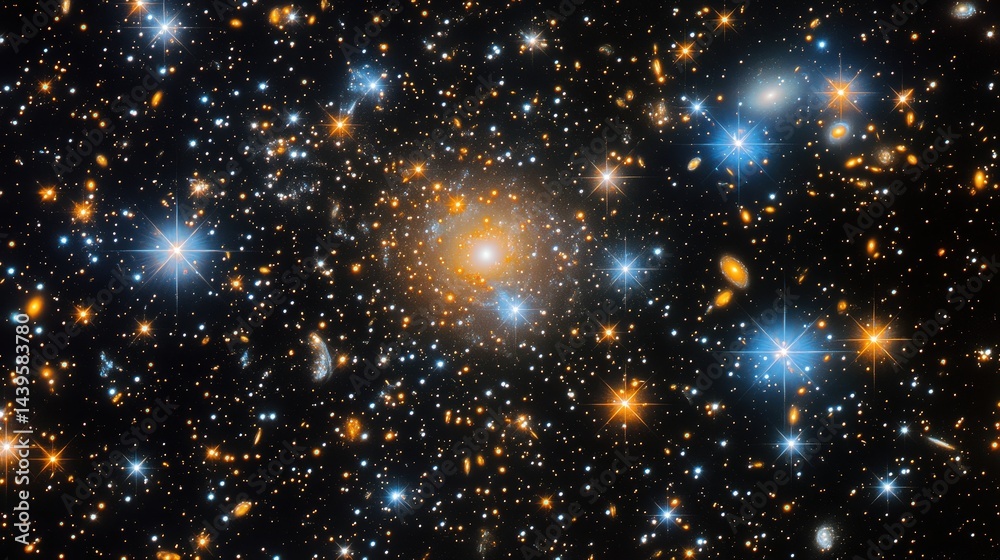 Fototapeta premium Cosmic celestial bodies in a vast, dark space.