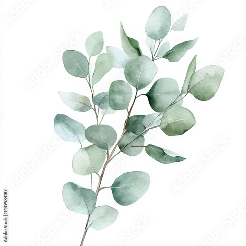Watercolor illustration of leaf feels fresh and peaceful on white backdrop