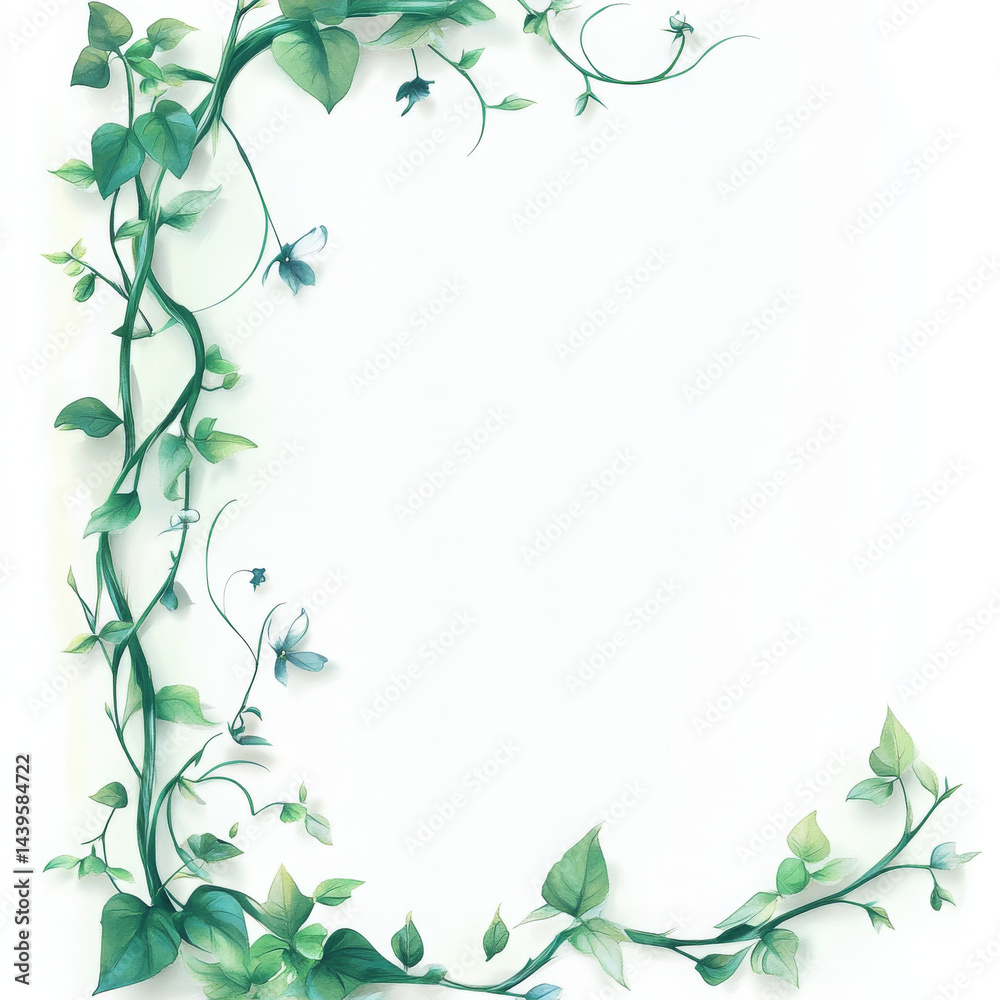 Obraz premium Watercolor illustration with painted vines evoking tranquil, minimalist aesthetic