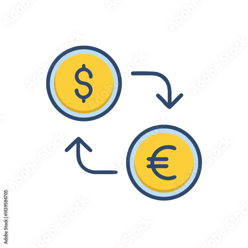 currency exchange dollar to euro on white background for web and graphic design
