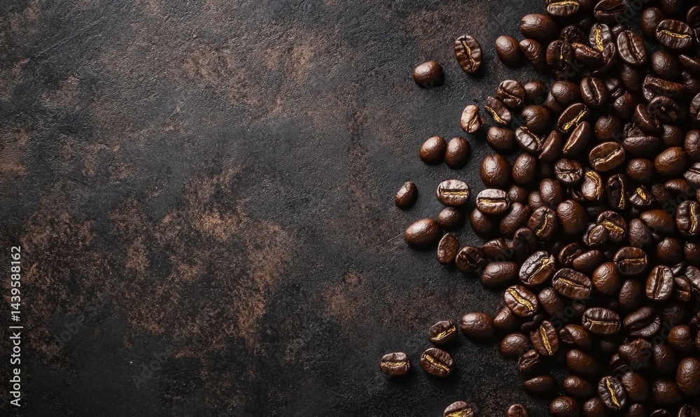 Dark Roasted Coffee Beans on Rustic Background for Coffee Lovers Dark Roasted Coffee Beans on Rustic Background for Coffee Lovers