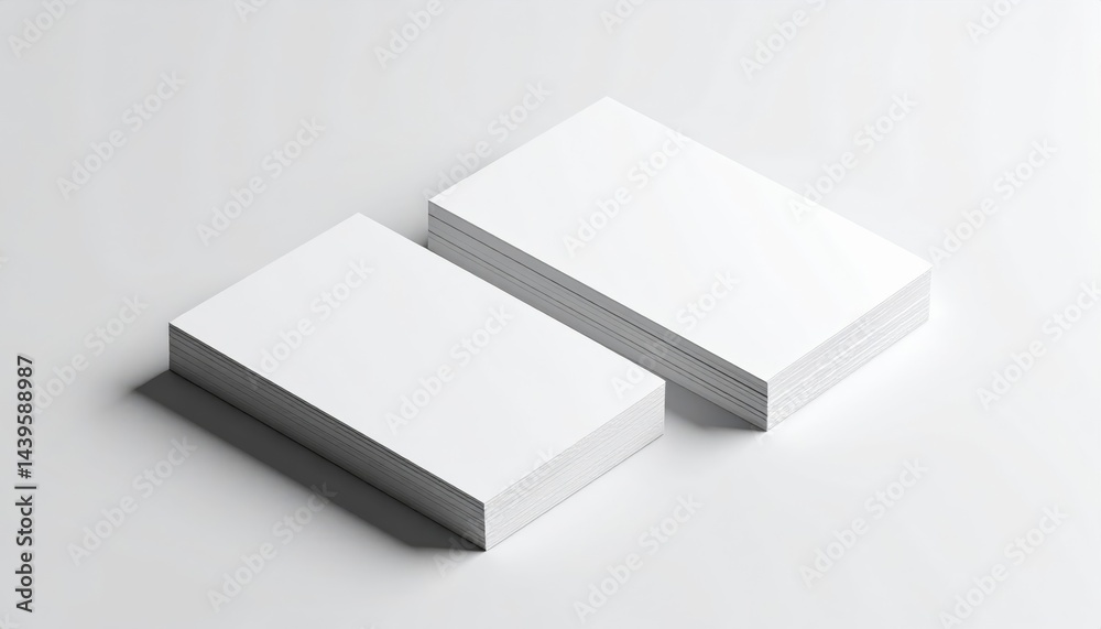 Fototapeta premium Two Stacks of Blank White Business Cards Mockup Perfect for Branding Design Projects