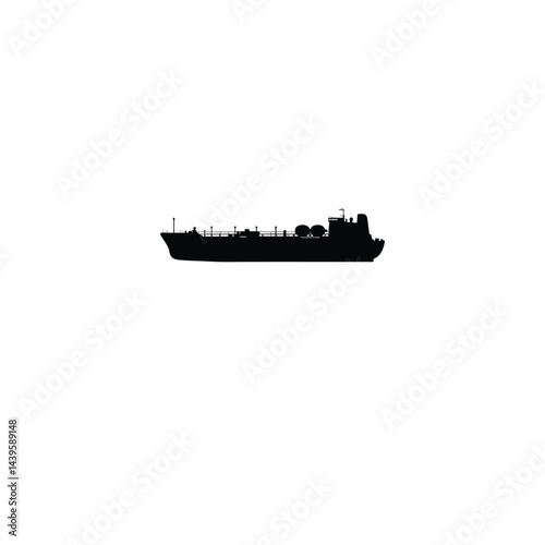oil tanker ship silhouette on white background