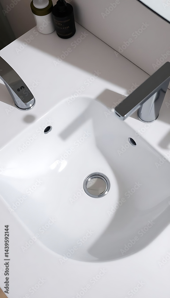 Fototapeta premium white bathroom sink sitting on top of a white counter