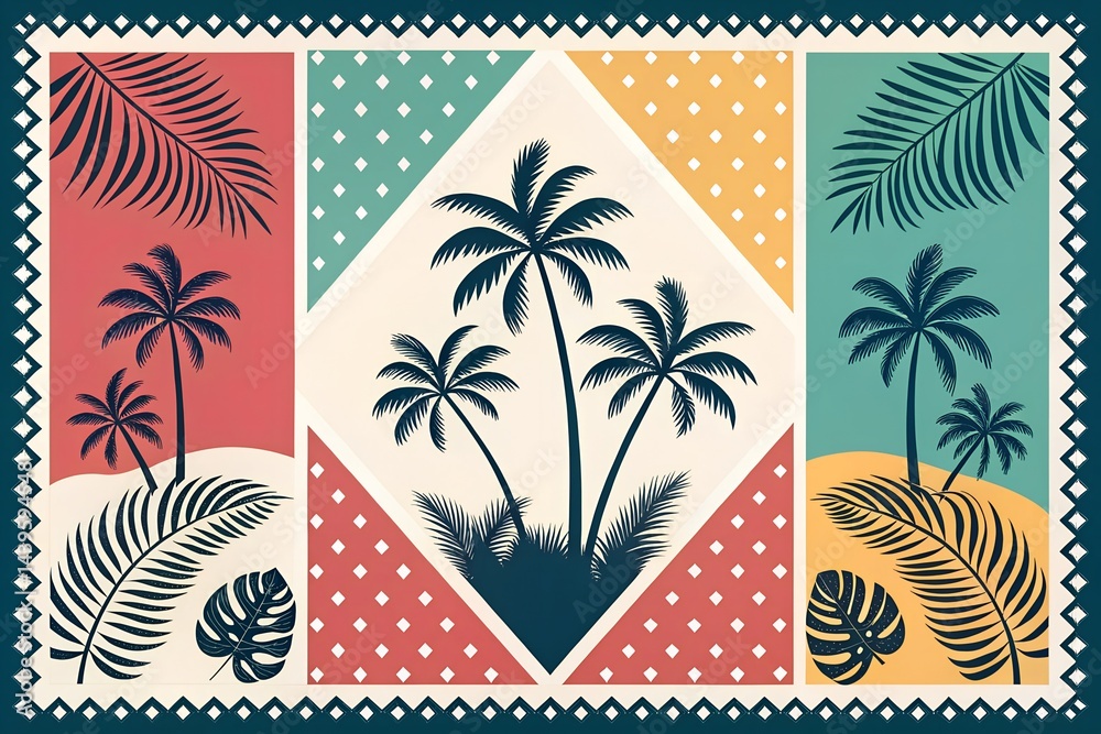 Fototapeta premium vector illustration of an abstract background with palms