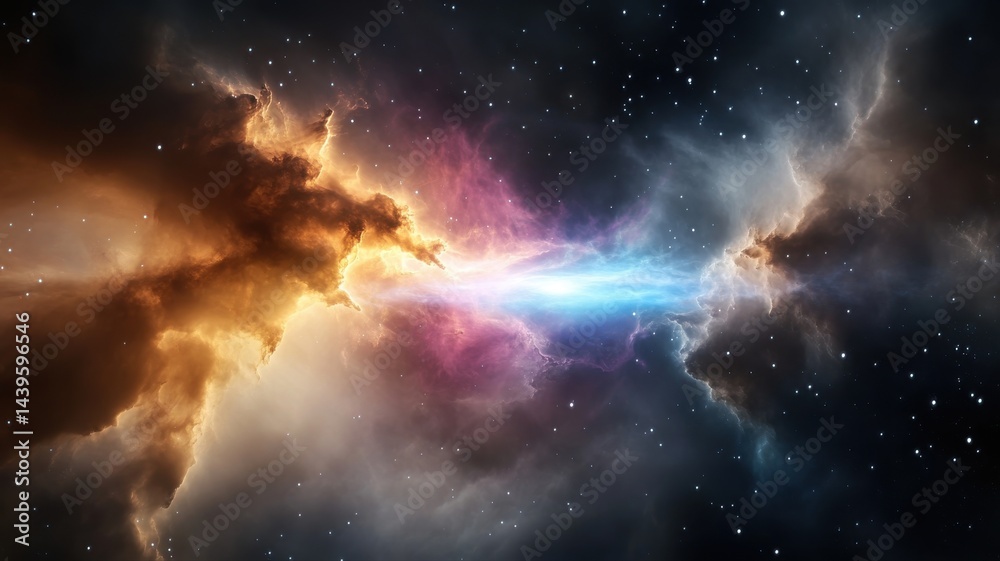 Fototapeta premium Cosmic Burst: Ethereal Nebula and Starfield nebula space cosmos galaxy starfield stars cosmic light