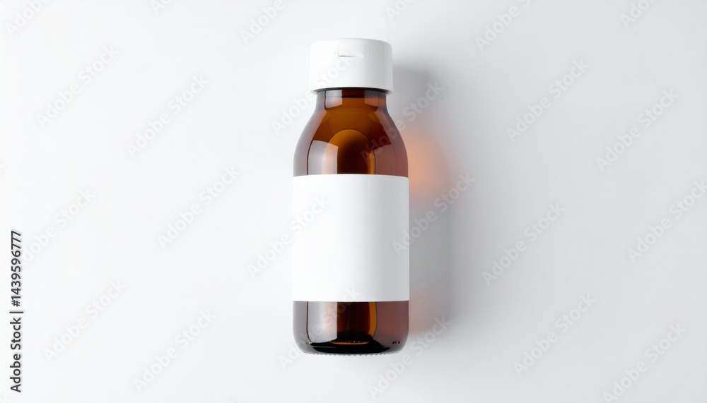 Amber Glass Bottle Mockup with Blank White Label Perfect for Product Design Branding Amber Glass Bottle Mockup with Blank White Label Perfect for Product Design Branding