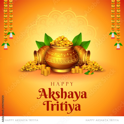 Happy Akshaya Tritiya religious festival of Hindu India celebration
