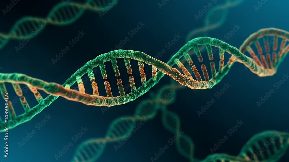 Microscopic View of DNA Double Helix, Genetic Code, Molecular Structure, Science, Biology, Research, 