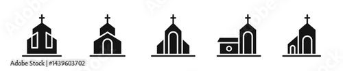Church vector icons. Church silhouettes collection.  Church building icon. EPS 10