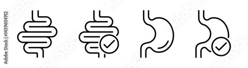 Stomach vector icons. Digestion icons. Diet icons. EPS 10