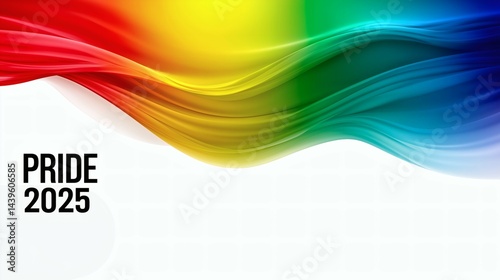 Abstract Rainbow Waves Background, Pride 2025 Text