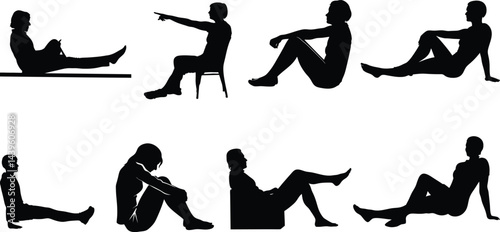 Seated Silhouettes Relaxed Poses