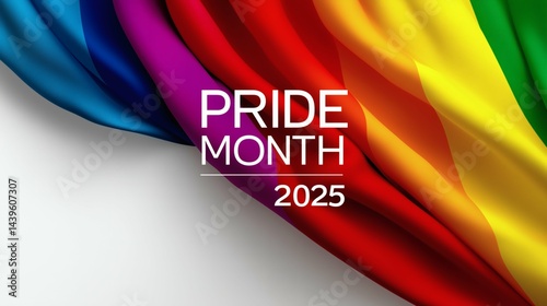 Obraz na płótnie Colorful Rainbow Fabric Background, Pride Month 2025 Text w salonie