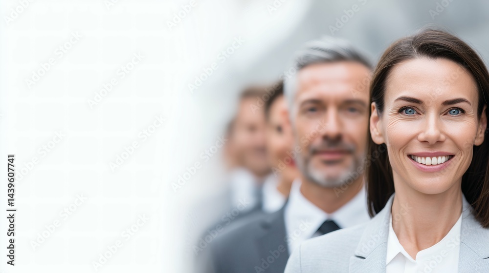 Group of business professionals standing, Teamwork and leadership success concept, Professional corporate portrait with focus