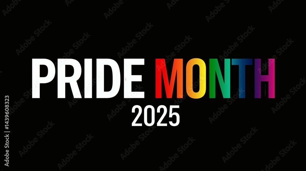 Pride Month 2025 Simple Text, Black Background