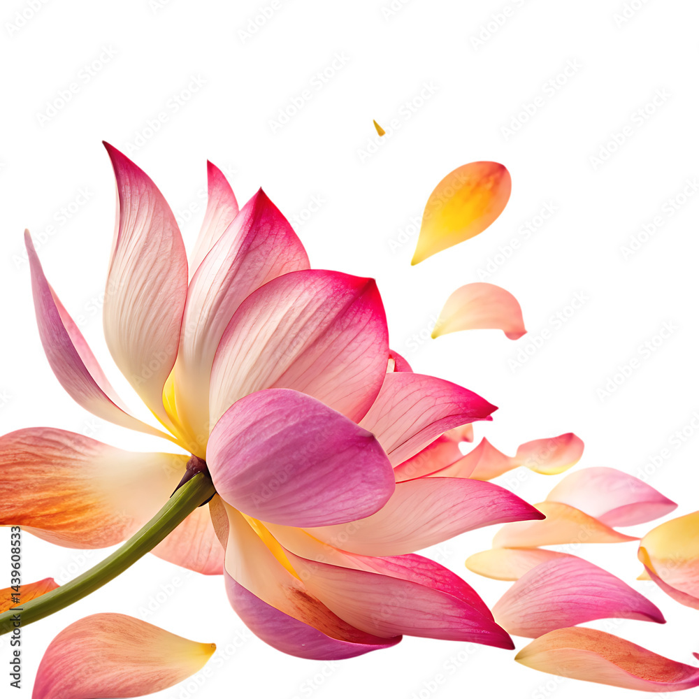 Fototapeta premium Pink lotus flower with falling petals