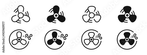 Fan icon set. Ventilator icon collection. Propeller vector icon set. Cooler icon. EPS 10
