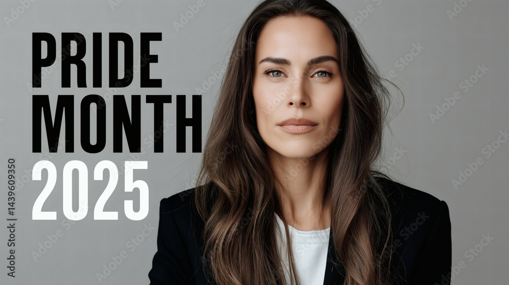 Woman Portrait with Pride Month 2025 Text